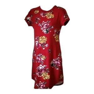 NO BOUNDARIES Floral Burgundy Cranberry Red Snug Fitting Dress